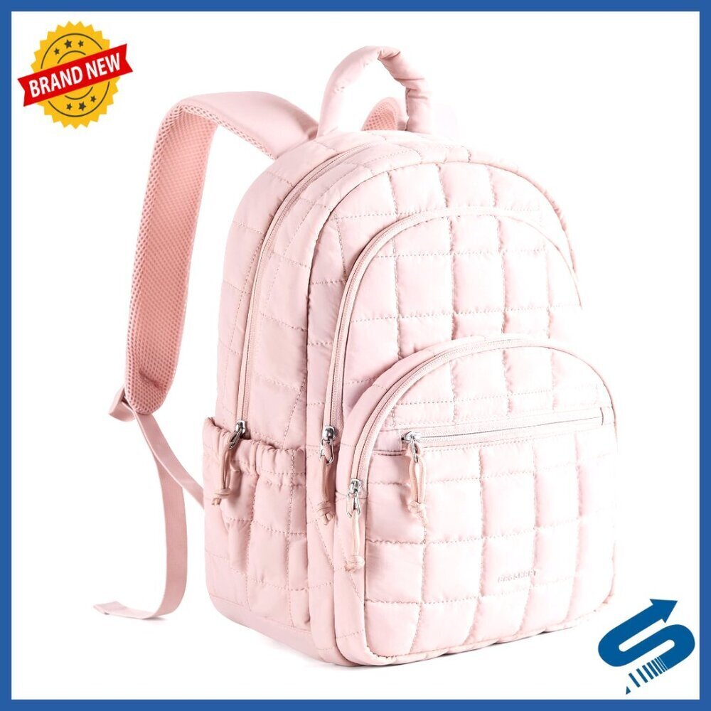 Quilted Laptop Backpack 15.6 Inch Water-Resistant Travel Daypack Women